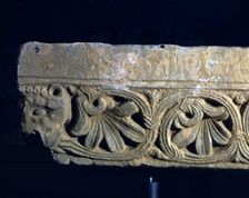 Fragment of impost sculptural relief, stone, c. 1160 - 1165. Work by the Master of Cabestany, fr…