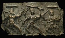 Fragment of Mother Goddesses (Matrika) Panel with Varahi, Kaumari, and Chamunda, 10th/11th century. Creator: Unknown