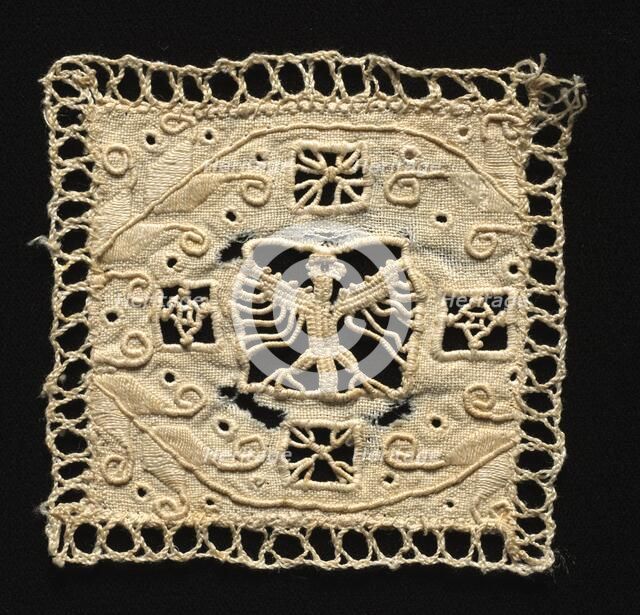 Fragment of Needlepoint (Cutwork) Lace, 17th century. Creator: Unknown.