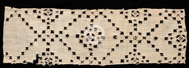 Fragment of Needlepoint (Cutwork) Lace, late 17th century. Creator: Unknown.