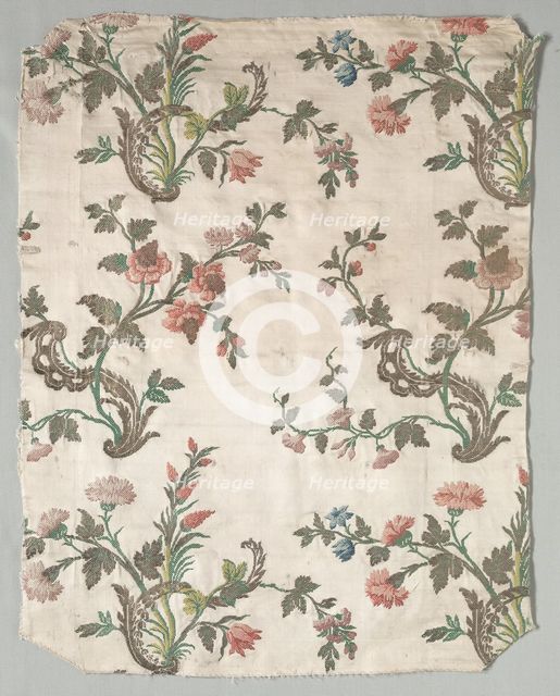 Fragment of Satin Brocade, mid 1700s. Creator: Unknown.