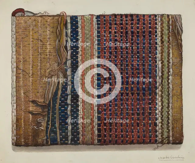 Fragment of Shaker Hall Rug, c. 1937. Creator: Charles Goodwin.