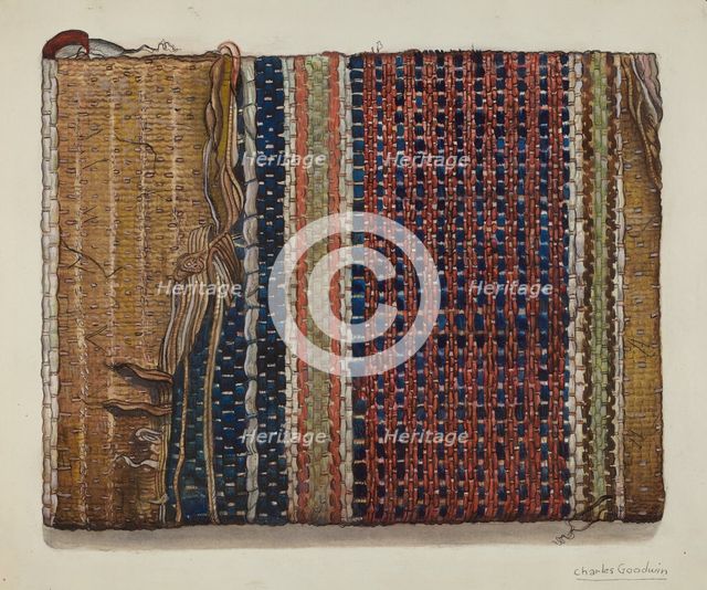 Fragment of Shaker Hall Rug, c. 1937. Creator: Charles Goodwin.