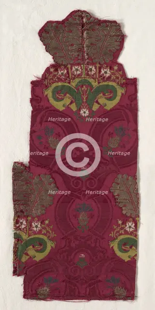 Fragment of Silk Textile, 18th century. Creator: Unknown.