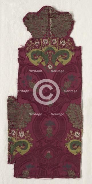 Fragment of Silk Textile, 18th century. Creator: Unknown.