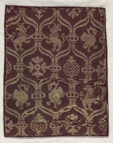 Fragment of Silk Damask, 16th century. Creator: Unknown
