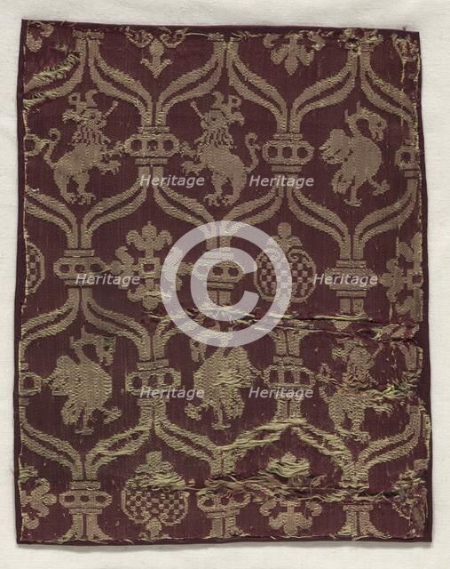 Fragment of Silk Damask, 16th century. Creator: Unknown.