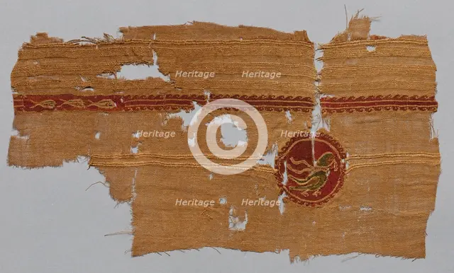 Fragment of Square Ornament with a Bird, 600s - 700s. Creator: Unknown.