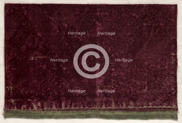 Fragment of Stamped Velvet, first half of 17th century. Creator: Unknown.