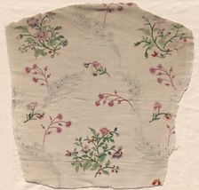 Fragment of Painted Taffeta, 1723-1774. Creator: Unknown