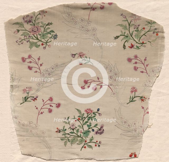Fragment of Painted Taffeta, 1723-1774. Creator: Unknown.