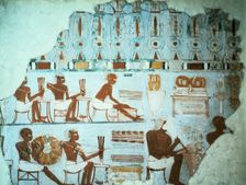 Fragment of painted plaster from the tomb of Sebekhotep, from Thebes, Egypt, 18th Dynasty, c1400 BC