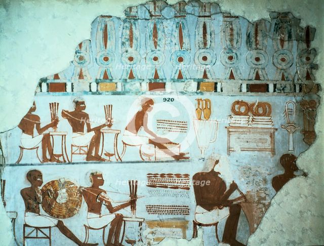 Fragment of painted plaster from the tomb of Sebekhotep, from Thebes, Egypt, 18th Dynasty, c1400 BC. Artist: Unknown