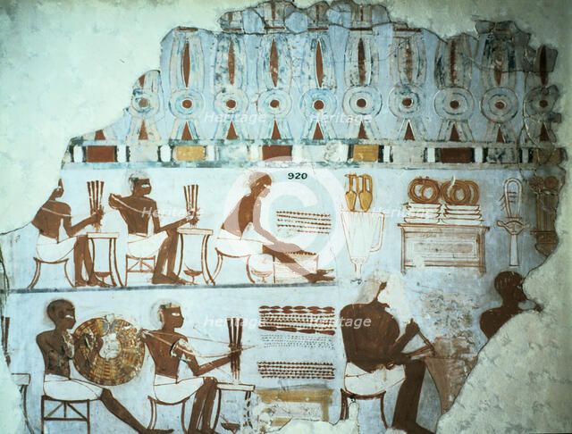 Fragment of painted plaster from the tomb of Sebekhotep, from Thebes, Egypt, 18th Dynasty, c1400 BC. Artist: Unknown