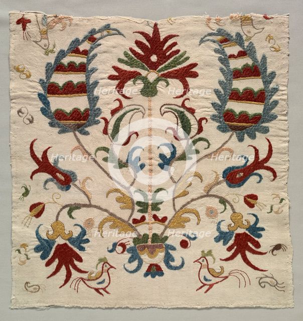 Fragment of Pillow Cover or Panel of Bedspread, 1800s. Creator: Unknown.