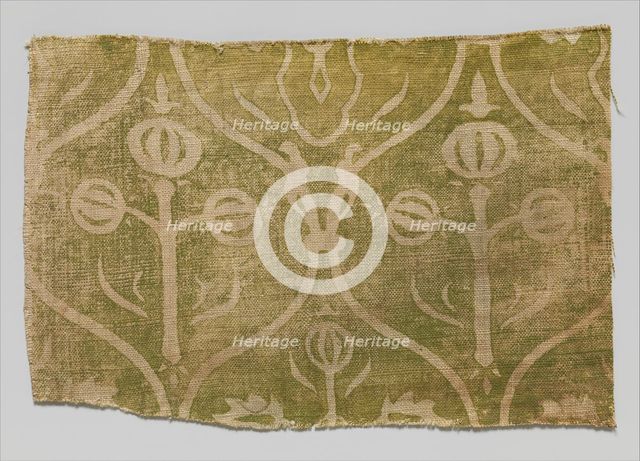 Fragment of Printed Linen, German, 15th century. Creator: Unknown.