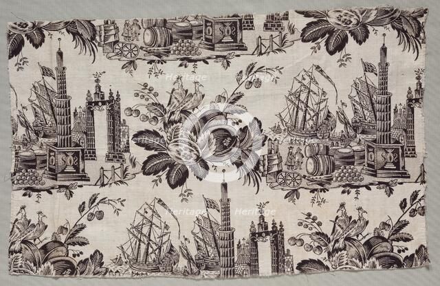 Fragment of Woodblock Printed Cotton, 1770. Creator: Unknown.