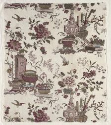 Fragment of Woodblock Printed Cotton, c. 1780. Creator: Christophe Philippe Oberkampf (French, 1738-1815), firm of