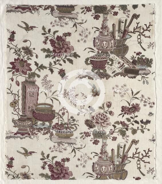 Fragment of Woodblock Printed Cotton, c. 1780. Creator: Christophe Philippe Oberkampf (French, 1738-1815), firm of.