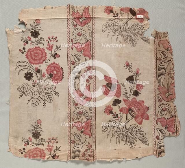 Fragment of Woodblock Printed Linen, c. 1798. Creator: Unknown.