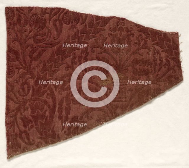 Fragment of Wool Velvet, early 16th century. Creator: Unknown.