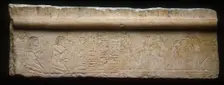 Fragment of the Lintel from the Tomb of Iniuia and Iuy, Egypt, New Kingdom, Dynasty 18, reign of... Creator: Unknown