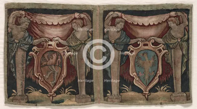 Fragment of Two-Sectioned Tapestry Border, 1500s. Creator: Unknown.