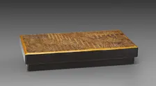 Fragment Mounted as a Box Cover with a Scene from Amida's Paradise, 1100s. Creator: Unknown