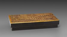 Fragment Mounted as a Box Cover with a Scene from Amida's Paradise, 1100s. Creator: Unknown