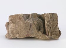 Fragment, showing torso of seated Buddha..., Period of Division, ca. 500. Creator: Unknown