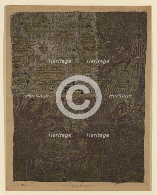 Fragment Supplemented with Drawing, Italy, 14th century and 19th century. Creator: Paul Schultze.
