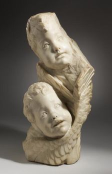 Fragment with Two Seraphim, c.1460. Creator: Circle of Desiderio Da Settignano