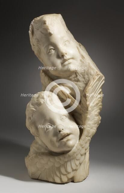 Fragment with Two Seraphim, c.1460. Creator: Circle of Desiderio Da Settignano.