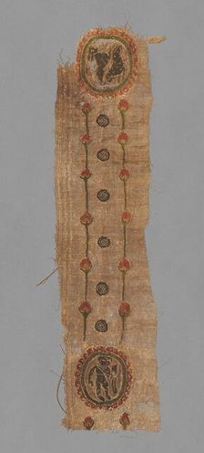 Fragment with Two Roundels and a Band, 600s - 700s. Creator: Unknown
