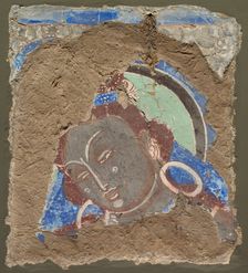 Fragment with a Head of Bodhisattva, 600-650. Creator: Unknown