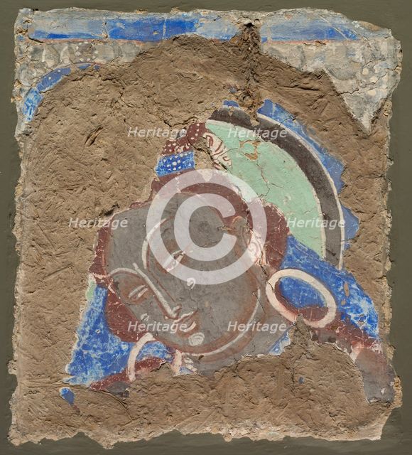 Fragment with a Head of Bodhisattva, 600-650. Creator: Unknown.