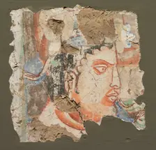 Fragment with a Head of Bodhisattva, c. 600-650. Creator: Unknown