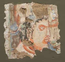 Fragment with a Head of Bodhisattva, c. 600-650. Creator: Unknown