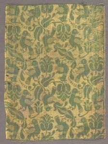 Fragment with Birds and Floral Motif, early 1600s. Creator: Unknown