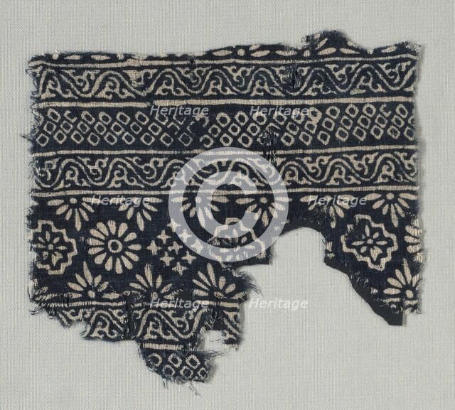 Fragment with decorated bands, probably 1400s. Creator: Unknown.