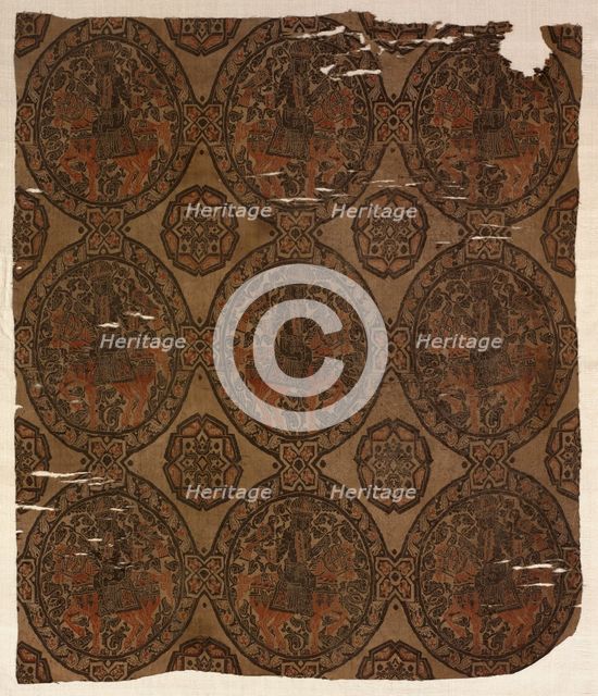 Fragment with Equestrian Falconer King, 800s. Creator: Unknown.