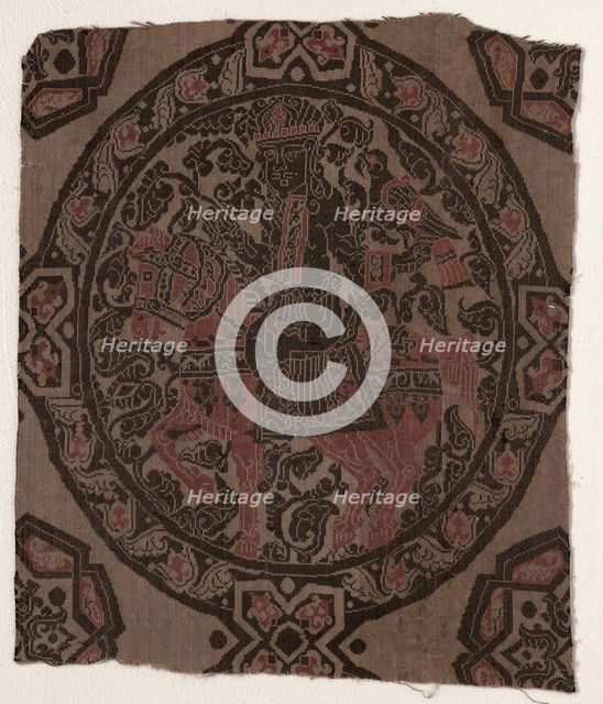 Fragment with Equestrian Falconer King, 800s. Creator: Unknown.