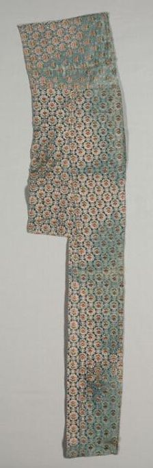 Fragment with Floral Design on a Silver Ground, 1700s. Creator: Unknown