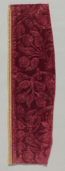 Fragment with Floral Pattern, 1600s. Creator: Unknown