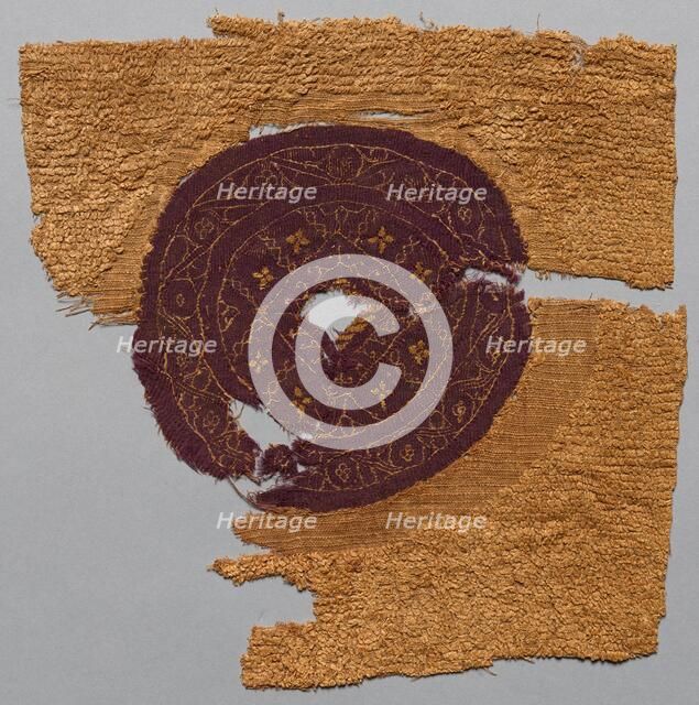 Fragment with Gold Foil, from a Furnishing Fabric, 300s-400s. Creator: Unknown.