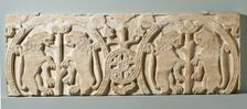 Fragment with Lions Rampant from a Choir Screen or Ambo, c.1100. Creator: Unknown
