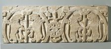 Fragment with Lions Rampant from a Choir Screen or Ambo, c.1100. Creator: Unknown