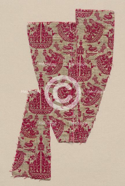 Fragment with maritime scene, late 1600s. Creator: Unknown.