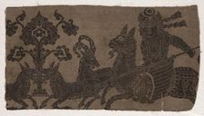 Fragment with Mounted Hunter Spearing Animals, 900s. Creator: Unknown