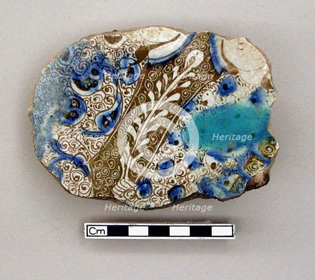Fragment with partial figural design, Saljuq period, early 13th century. Creator: Unknown.